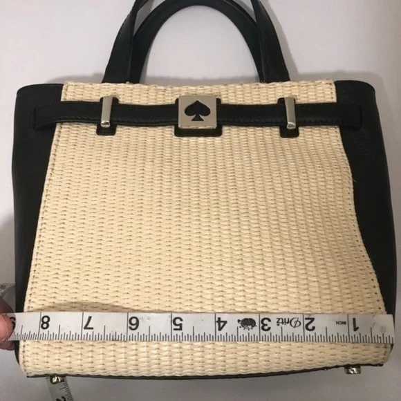 Kate Spade black leather straw mini tote bag - Picture 8 of 9